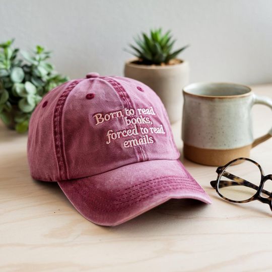Discover Embroidered Born To Read Books Forced To Read Emails Hat, Book Lover Cap, Bookworms Gifts