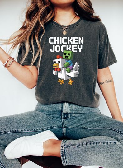 Discover Chicken Jockey Shirt, Hilarious Cotton Gamer Gift, Cartoon Graphic Shirt
