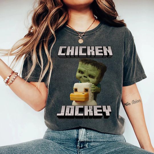 Discover Chicken Jockey Minecraft Movie Shirt, Minecraft Movie Shirt