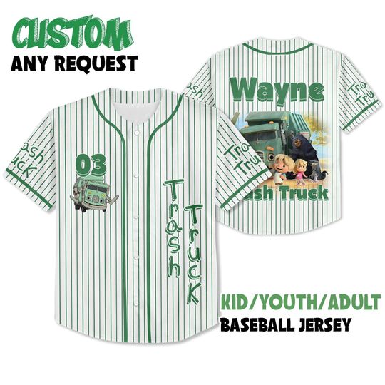Discover Personalized Trash Truck Baseball Jersey, Hank Trash Truck Birthday Boy