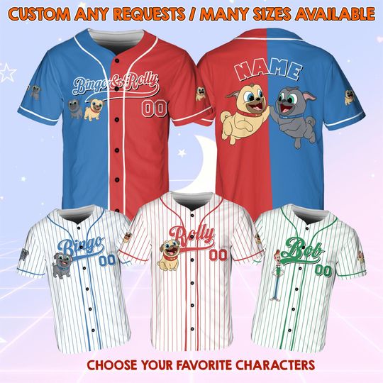 Discover Custom Disneyyy Puppy Dog Pals Baseball Jersey, Birthday Gift