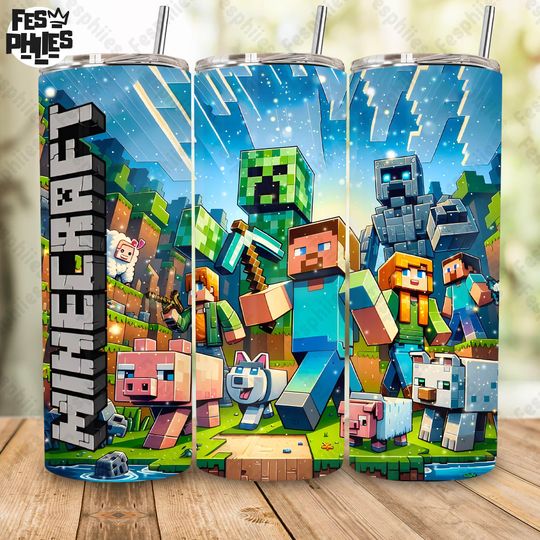 Discover Minecraft Game Characters Tumbler with Lid And Straw