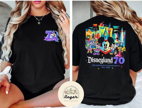 Discover Custom Mickeyy & Friends Disneyyland 70th Anniversary Shirt