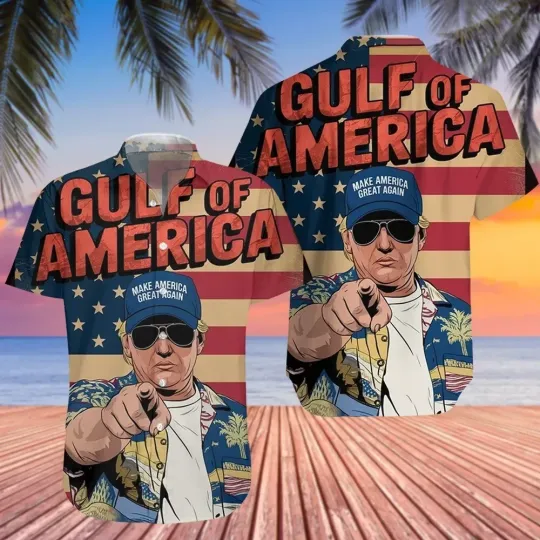 Discover Gulf of America Trump Hawaiian Shirt Casual Button Down Shirt Beach Unisex Adult
