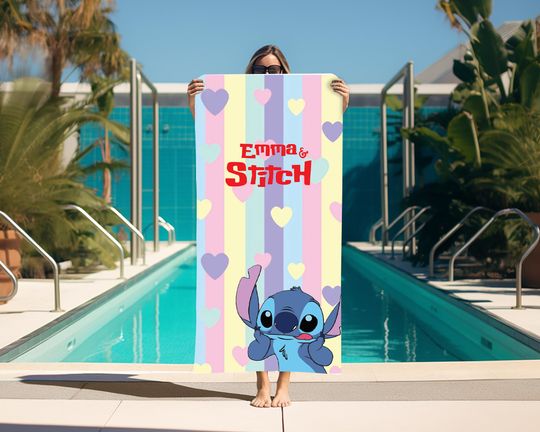 Discover Personalized Stitchh Beach Towel, Custom Beach Towel, Disneyyy, Custom Stitchh
