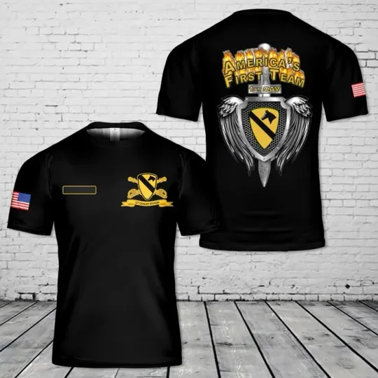 Discover Custom Name US Army 1st Cavalry Division First Team T-Shirt 3D