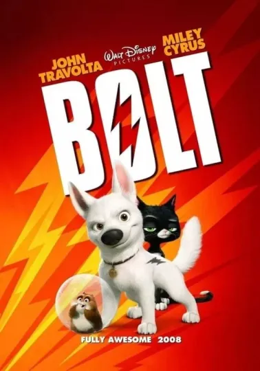 Discover 2025 Bolt Movie Poster John Travolta Miley Cyrus Penny Mittens Rhino