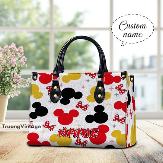 Discover Personalized Mickeyy mouse Leather Handbag, Mickeyy mouse Handbag, Mickeyy Leather Crossbody Bag, Mouse Leather Handbag, Leather Shoulder Bag
