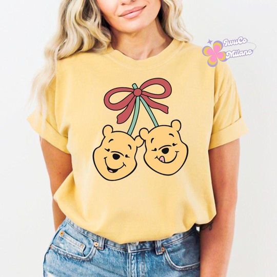 Discover Coquette Bow Cherry Disneyyy winniee the poohh Shirt, Mickeyy Minniee Stitchh Family Vacation
