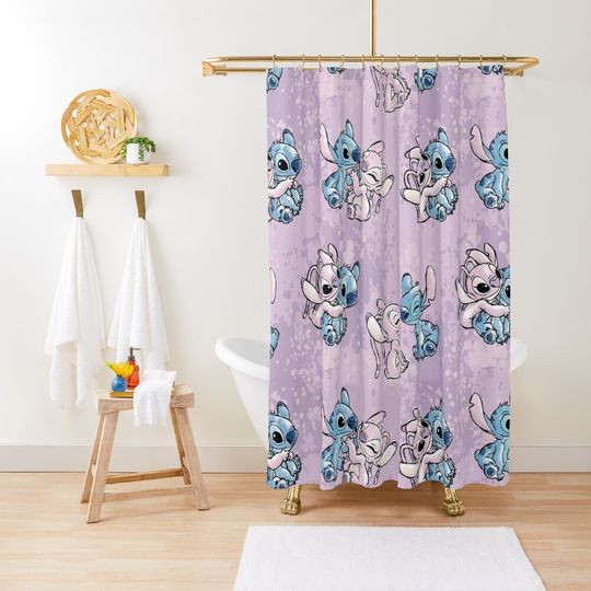 Discover Lilo & Stitchh Angel Watercolor  Shower Curtain