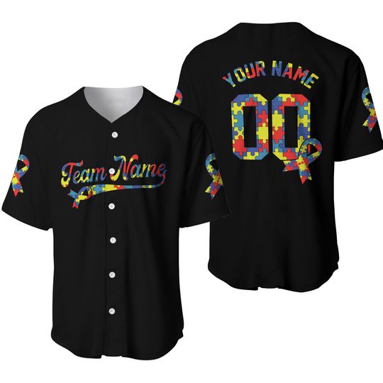 Discover Personalize Autism Awareness Month Baseball Jersey, Autism Gift