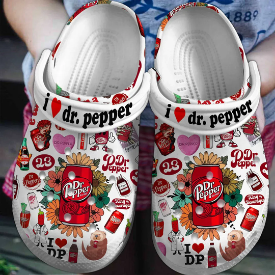 Discover I love Dr. Pepper King Of Beverages Floral Clogs Shoes