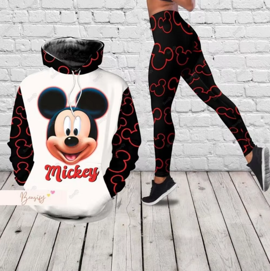 Discover Disneyyy Minniee hooded yoga suit hoodie Yoga pants 3d printing 2025