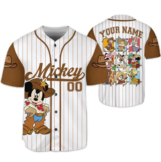 Discover Disneyyy Mickeyy and Friends Cowboy Baseball Jersey Cowboy Birthday Party Jersey Mickeyy Cowboy Theme