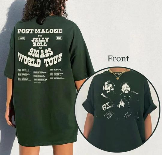 Discover Post Malone x Jelly Roll 2025 Tour Shirt, Big Asss World Tour Shirt