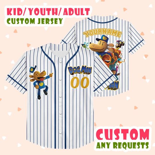 Discover Personalized Dog Man Cartoon Movie Baseball Jersey, Custom Name Number