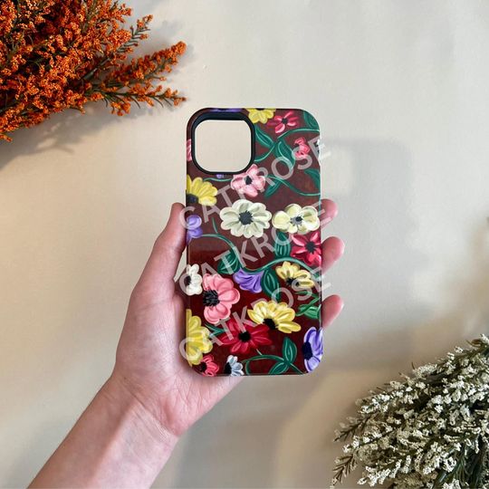 Discover Piano floral print phone case