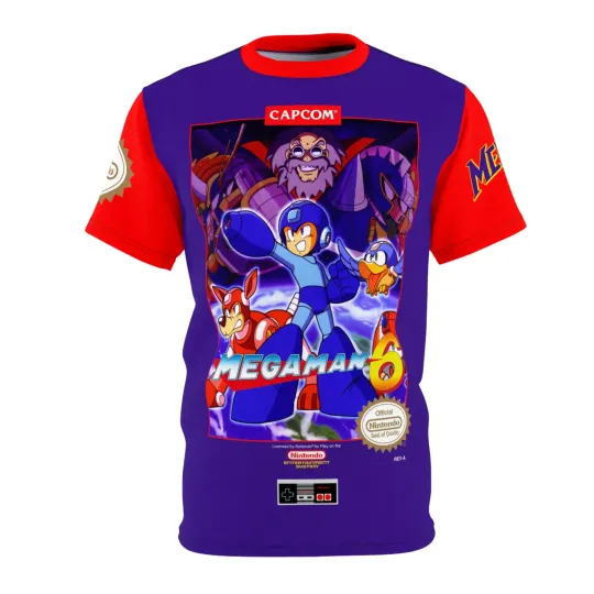 Discover Mega Man 6 1993 NES Retro Video Game Nintendo Box Cover Game T-Shirt