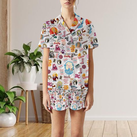 Discover In Dolly We Trust short pajamas set, gift for her, Dolly Parton pajamas, family pajamas set
