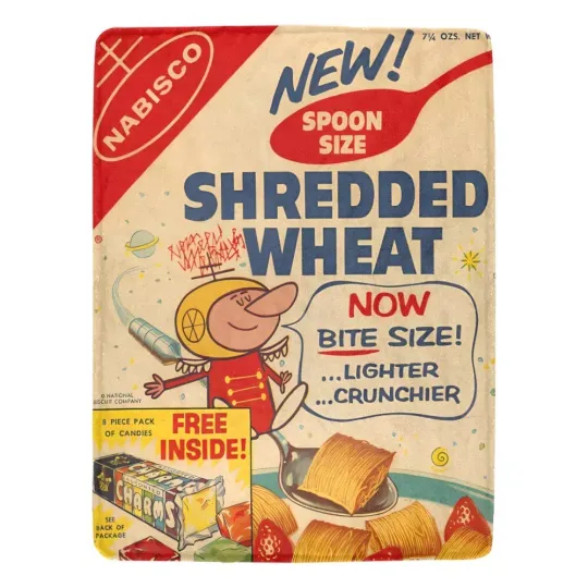 Discover Vintage Style Spoon Size Shredded Wheat w Charms Ultra-Soft Micro Fleece Blanket