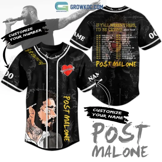 Discover Personalized Post Malone Be Crying Tour Baseball Jersey