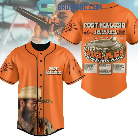Discover Post Malone Big Asss Stadium Tour 2025 With Jelly Roll Baseball Jersey