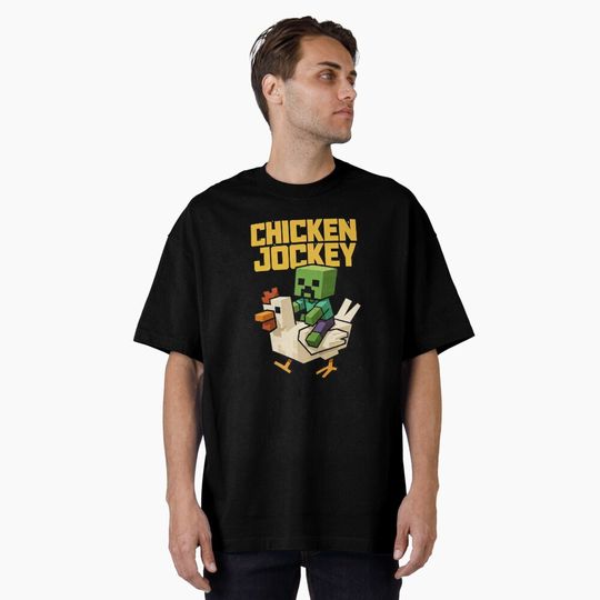 Discover Funny Chicken Jockey Gaming Oversized T-Shirt