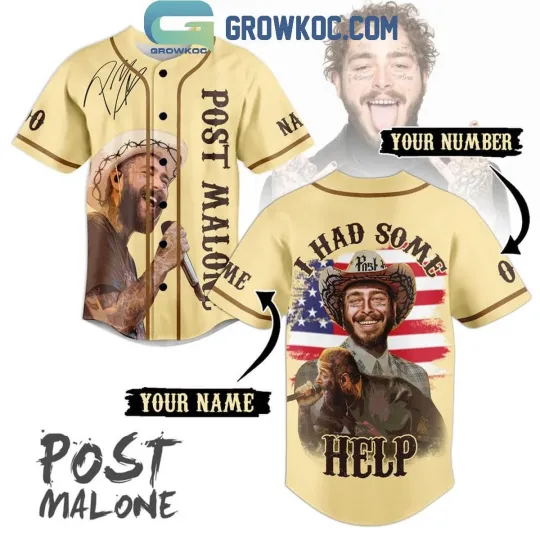 Discover Personalized Post Malone Poets I Had Some Help Baseball Jersey