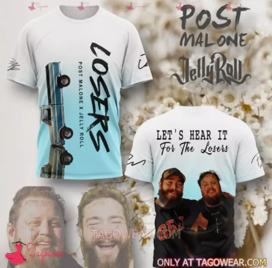 Discover Post Malone X Jelly Roll Losers Shirt, Post Malone Fan Shirt
