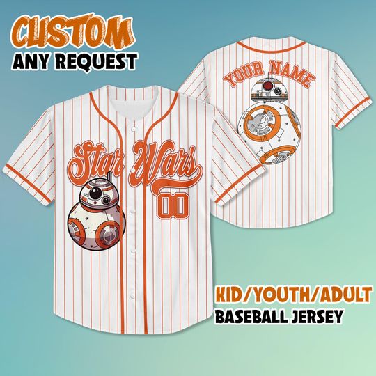 Discover Custom Disneyyy Starr Warss BB8 Baseball Jersey, Starr Warss BB8 Jersey