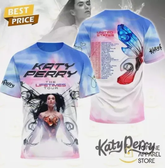 Discover Katy Perry The Lifetimes Tour 2025 Signature 3D T-Shirt