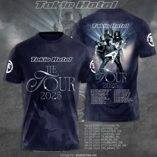 Discover Tokio Hotel 2025 Tour Dates List 3D T-Shirt
