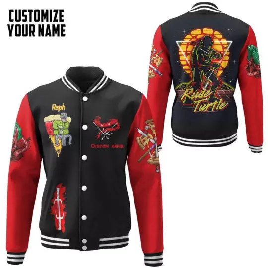 Discover 3D Red Raphael Raph TMNT Red Cosplay Custom Name Baseball Jacket