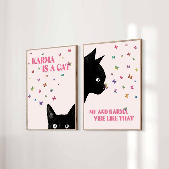 Discover Taylor Poster Inspired Swift Karma Is A Cat Swiftie Merch Lyric Print