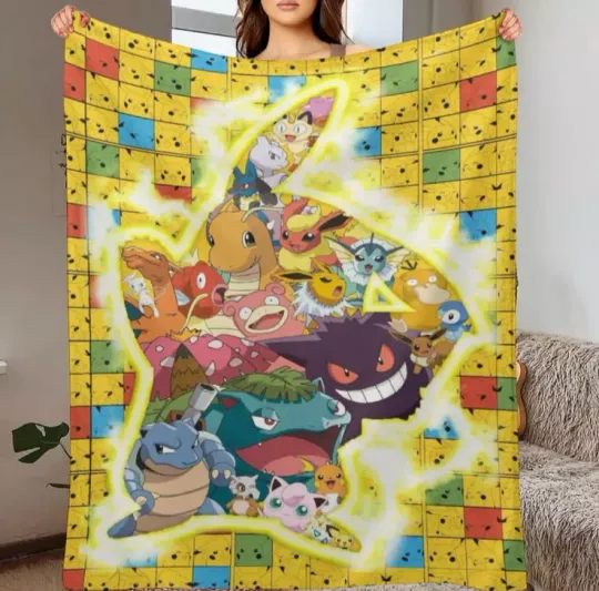 Discover PKM Super Soft Fleece Blanket Cozy Anime Gaming Cartoon Fleece Blanket