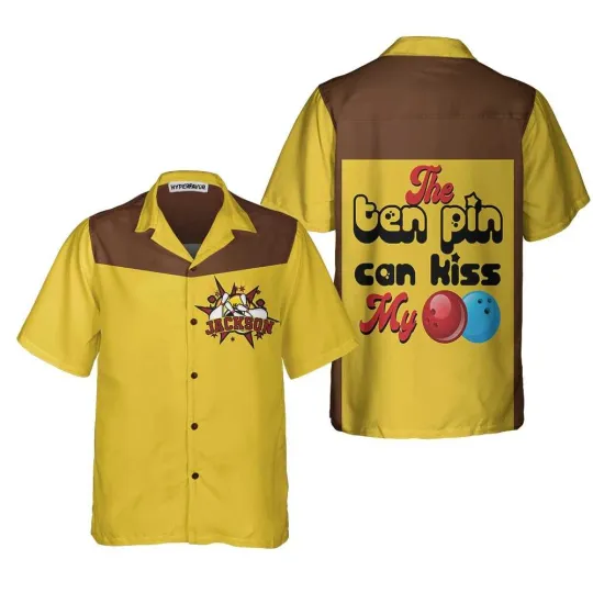 Discover The Ten Pin Can Kiss My Ball Custom Hawaiian Shirt Personalized Bowling Shirt
