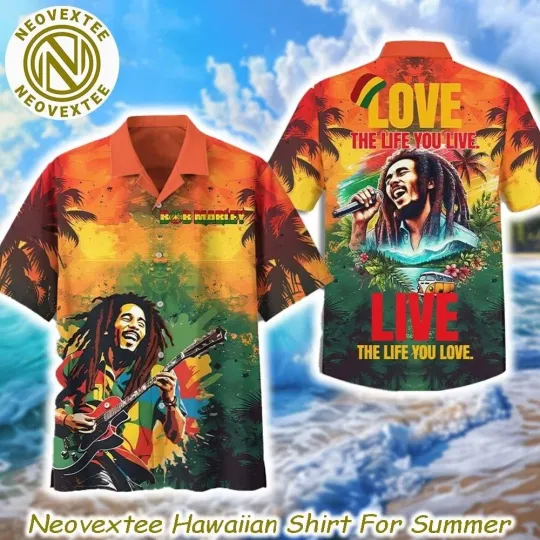 Discover Bob Marley Reggae Love The Life You Love 2025 Hawaiian Shirt