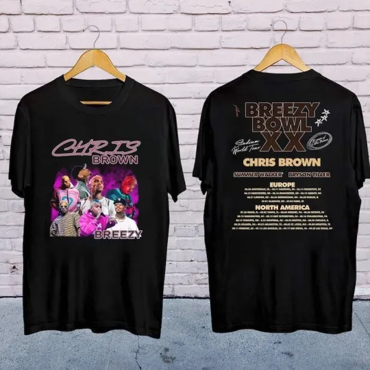 Discover 2025 Chris Brown Concert Shirt, Chris Brown Breezy Bowl XX Tour 2025 Shirt