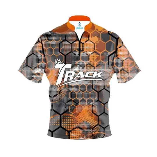 Discover Track Fire Honeycomb Quick Ship CoolWick Sash Zip Bowling Jersey