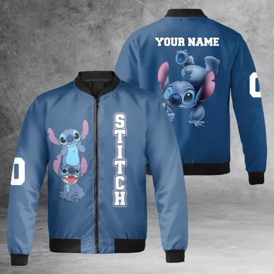 Discover Personalized Funny Stitchh Blue Alien Dog Stitchh & Lilo Animated Cartoon Jacket