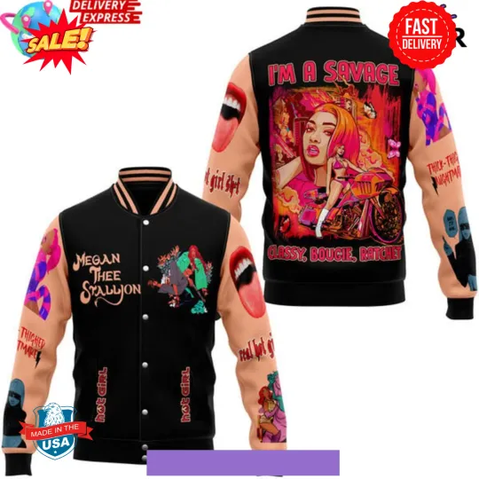 Discover Megan Thee Stallion Classy Bougie Ratchet Baseball Jacket