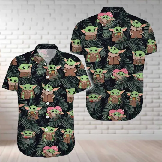 Discover Starr Warss Babyy Yodaa Tropical Leaves Aloha Summer Beach Hawaiian Shirt