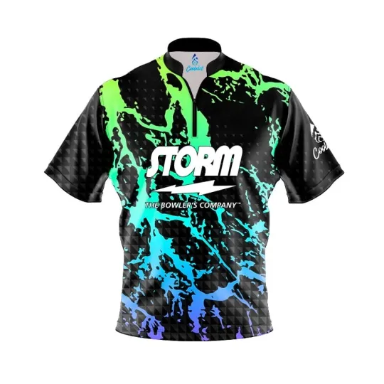 Discover Storm Geometric Graffiti Quick Ship CoolWick Sash Zip Bowling Jersey