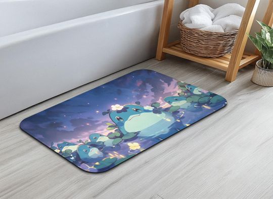 Discover Kawaii Anime Bath Mat, Cute Bathroom Mat, Kawaii Bath Rug, Bathroom Rug, Soft Aesthetic Cozy Bathroom Decor