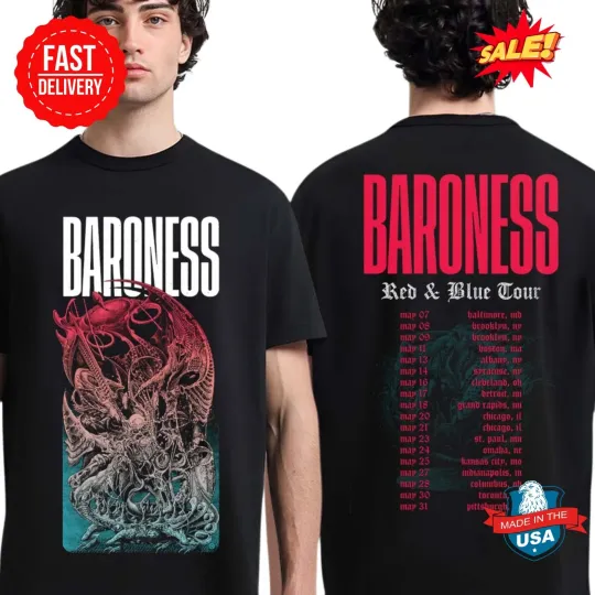 Discover Baroness Red And Blue Tour 2025 North American Two Sides T-Shirt