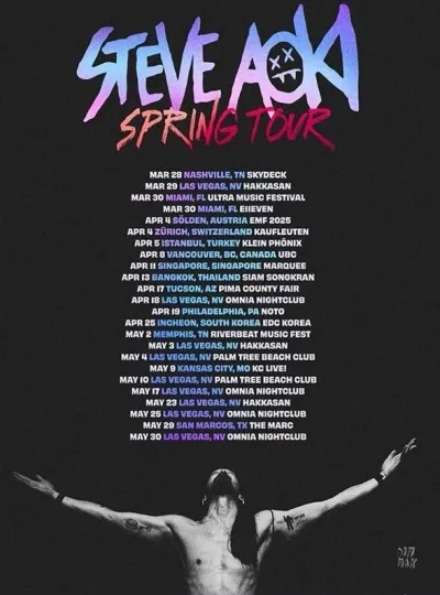 Discover NEW Steve Aoki Spring Tour 2025 Poster Photo Wall Art Home Decor No Frame