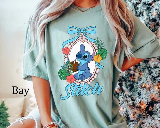 Discover Vintage Floral Stitchh Coconut Coquette Bow T-shirt, Disneyyy Lilo and Stitchh Shirt