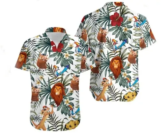 Discover Love The lion kingg Cartoon Tropical Leaves Aloha Summer Vibes Hawaiian Shirt