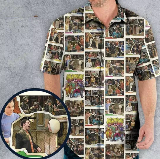Discover Memorable Scenes The Big Bang Theory Cartoon Style Hawaiian Shirt