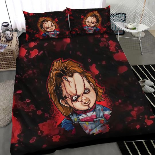Discover Horror Doll Chucky Child's Play Red Blood Happy Halloween Bedding Set